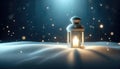 Winter Lantern Light on Snowy Night, AI Generated