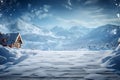 A serene winter setting with a spacious ice road, open space Royalty Free Stock Photo