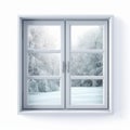 Serene Winter Window Photo Frame On White Background
