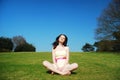 Serene woman in field