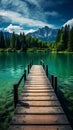 A Serene Wooden Dock in the Middle of a Lake Royalty Free Stock Photo