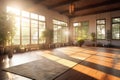 serene yoga studio with sunlight streaming in