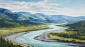 Serene Yukon Waters: Impressionistic Portrait of a Tranquil River