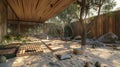 Serene Zen Garden at Dusk With Sand and Boulders Royalty Free Stock Photo