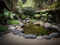 Serene Zen Garden with Koi Pond Royalty Free Stock Photo