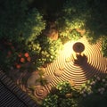 A Serene Zen Garden Pathway - Perfect for Mental Wellness and Meditation Imagery Royalty Free Stock Photo