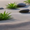 505 Serene Zen Garden: A serene and tranquil background featuring a Zen garden with raked sand in soothing and natural colors th Royalty Free Stock Photo