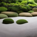 505 Serene Zen Garden: A serene and tranquil background featuring a Zen garden with raked sand in soothing and natural colors th Royalty Free Stock Photo