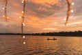 Serenely beautiful Ashtamudi lake at Dusk in Kerala, India Royalty Free Stock Photo