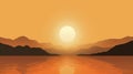 Serenely beautiful minimalistic summer sunrise illustration by the tranquil lake