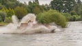 Serengeti-Park, Germany - 03 August 2017: Exciting extrem water attraction children and adults in amusement parks. Fun