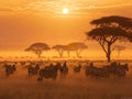 Serengeti Serenade: Zebras Grazing at Dawn