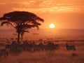 Serengeti Serenade: Zebras Grazing at Dawn