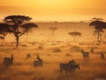 Serengeti Serenade: Zebras Grazing at Dawn