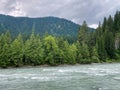 Serenic Landscape Green Forest with Neelum RIver FLowing Royalty Free Stock Photo