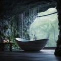 Serenity Amidst Nature: Bathtub Oasis in Waterfall Cave
