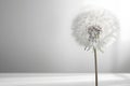 Serenity Bloom: Dandelion Solitude on Neutral Backdrop. Concept Nature, Flowers, Photography,