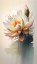 Serenity in Bloom: Watercolor Painting of a Lotus Flower