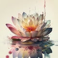 Serenity in Bloom: Watercolor Painting of a Lotus Flower