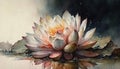 Serenity in Bloom: Watercolor Painting of a Lotus Flower