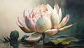 Serenity in Bloom: Watercolor Painting of a Lotus Flower