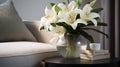 Serenity In Bloom: White Lilies Arrangement For Elegant Interiors
