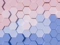 Serenity Blue and Rose Quartz abstract 3d hexagon background Royalty Free Stock Photo