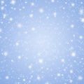 Serenity colored winter holiday background with shiny stars and snowflakes Royalty Free Stock Photo