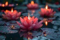 Serenity of Diwali: Lotus Lanterns Afloat. Concept Diwali Festival, Lotus Lanterns, Serenity,