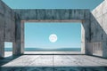 Serenity Frame: Moonlit Sky through Minimalist Portal. Concept Minimalism, Serenity, Moonlit Sky, Royalty Free Stock Photo