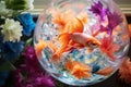 Serenity in Glass: Vibrant Beta Fish in Tranquil Blue Waters Royalty Free Stock Photo