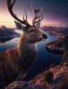 Serenity on High, Axis Deer Perched on Mountain Tops, generative ai