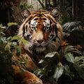 Serenity in the Jungle. A majestic tiger at rest. Royalty Free Stock Photo