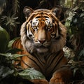 Serenity in the Jungle. A majestic tiger at rest. Royalty Free Stock Photo
