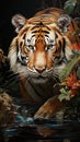 Serenity in the Jungle. A majestic tiger at rest. Royalty Free Stock Photo