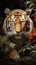 Serenity in the Jungle. A majestic tiger at rest. Royalty Free Stock Photo