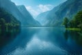 Serenity Lake: Majestic Mountains and Tranquil Waters. Concept Nature Photography, Mountain Royalty Free Stock Photo