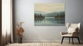 Serenity Of Lake And Pine Trees Canvas Wall Art