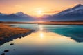 Serenity lake in tundra on Alaska. AI generated landscape Royalty Free Stock Photo