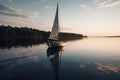 Serenity lone sailboat on lake. Generate ai Royalty Free Stock Photo