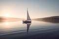 Serenity lone sailboat on nature lake water. Generate ai Royalty Free Stock Photo