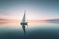 Serenity lone sailboat on sunset scenic lake. Generate ai Royalty Free Stock Photo