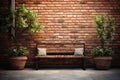 Serenity meets brick a wall background complements a cozy bench