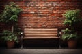 Serenity meets brick a wall background complements a cozy bench