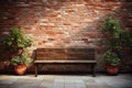 Serenity meets brick a wall background complements a cozy bench