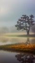 Serenity of a Misty Morning illustration Artificial Intelligence artwork generated