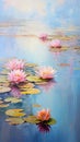 Serenity of natureâa depiction of waterlilies gracefully adorning the surface of a tranquil lake Royalty Free Stock Photo
