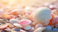 Serenity in Pastels: Abstract Texture of Pebbles and Seashells on Wooden Surface Royalty Free Stock Photo