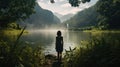 serenity person by a lake