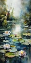 Serenity Pond: Deep Lilies Floating and Princess Pads Holy Light Color Paper Radiate Connection Chan White Gallery Amazing